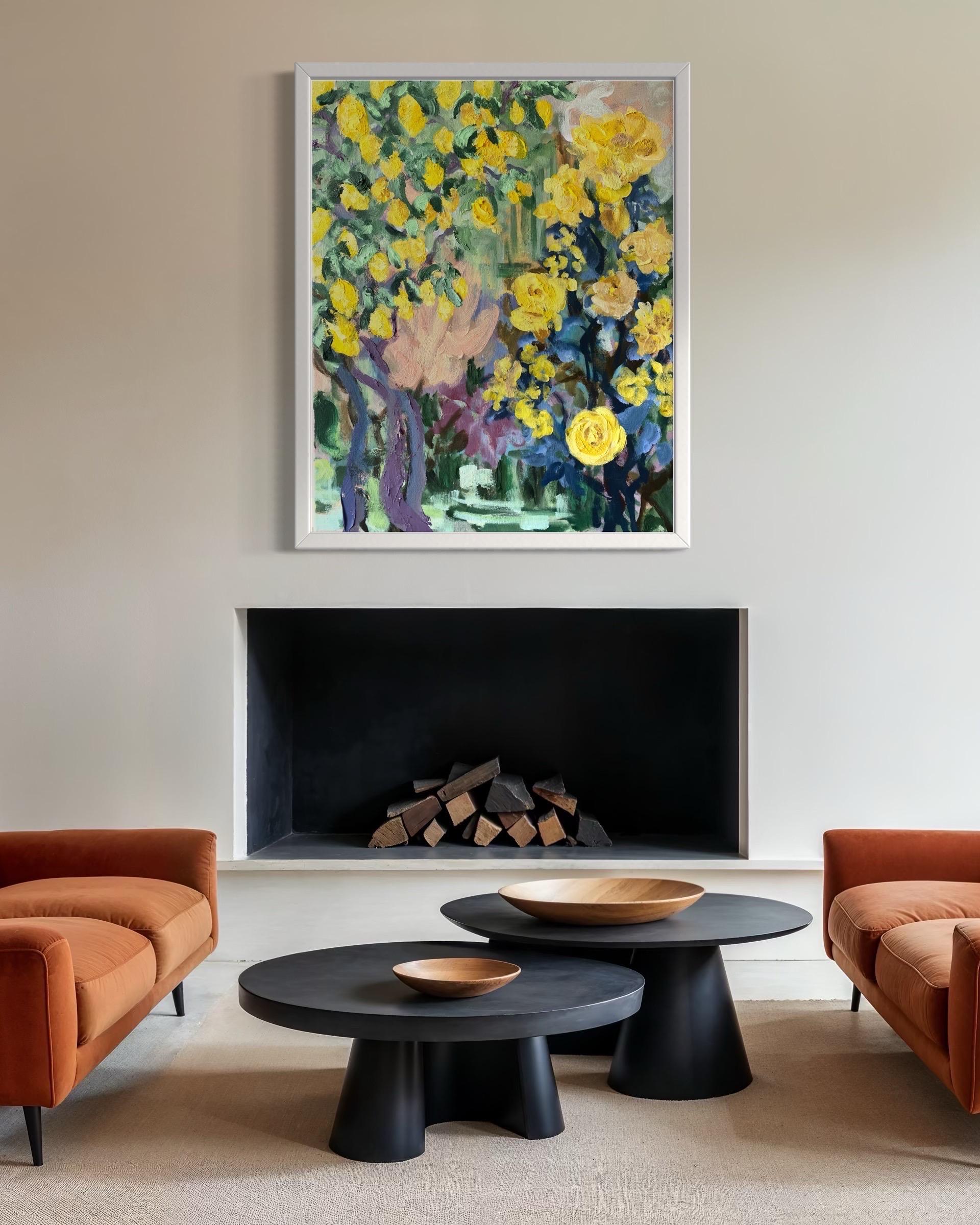Hand painted Artist Proof-Lemon Rose Cottage-British Awarded Artist-Large OneOff - Print by Shizico Yi