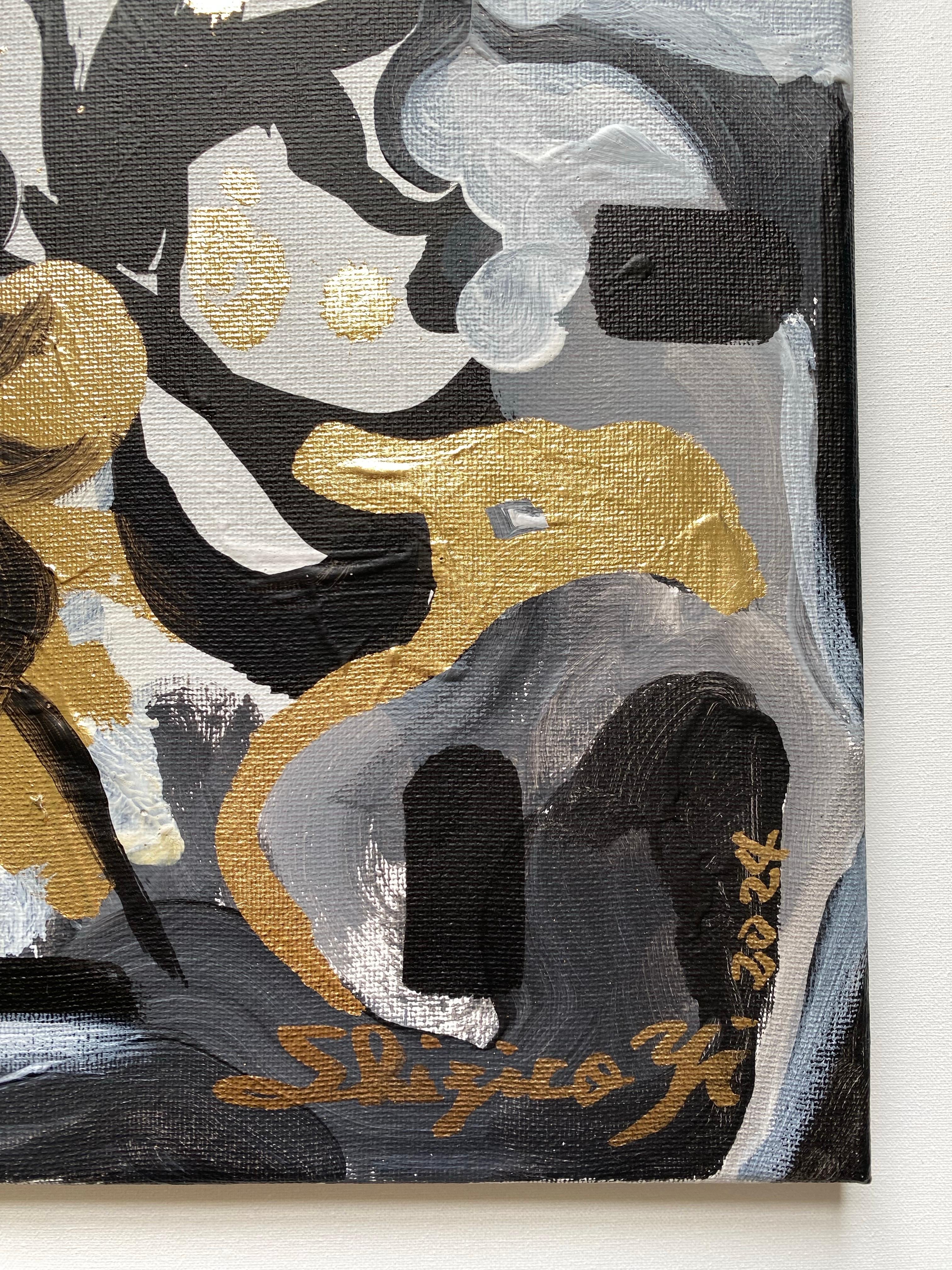Set originale-Nostalgia-British Awarded-Inchiostro a foglia d'oro su tela-DrawingTimeSeries in vendita 14