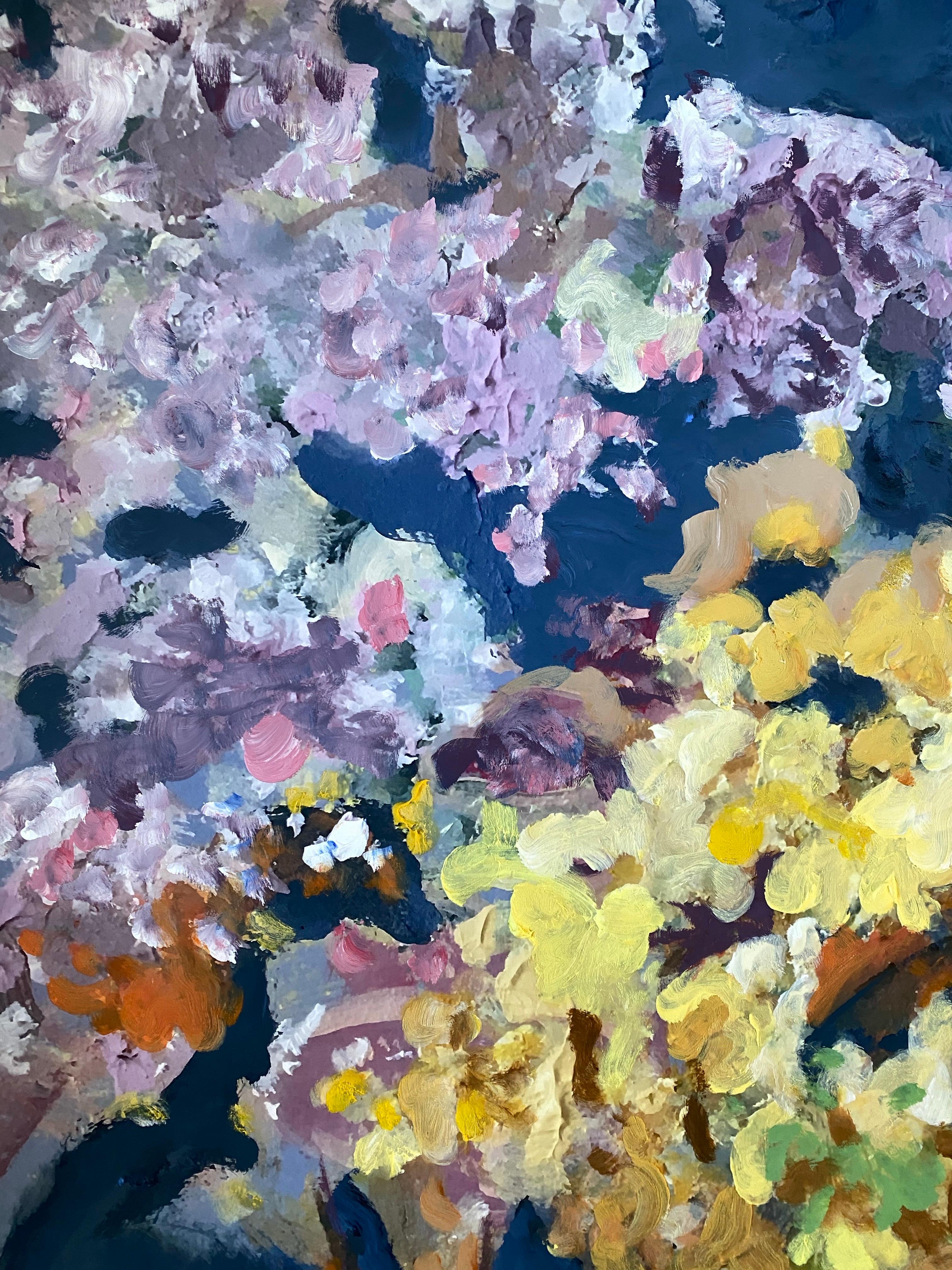 Hand painted-Sunshine Factory Large Limited edition #3-British awarded artist - Gold Abstract Painting by Shizico Yi