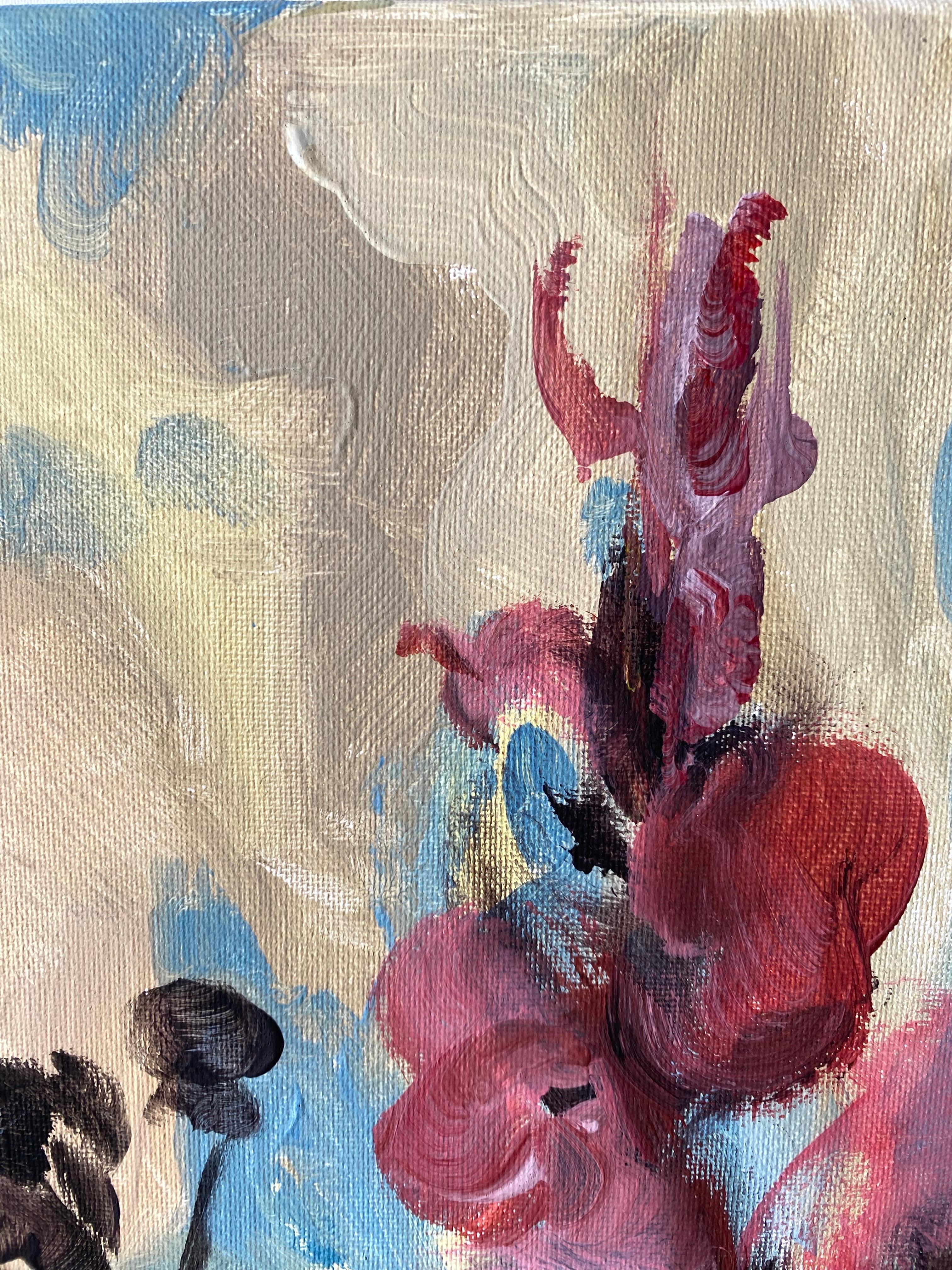 Original Set-Dahlias, Gladiolus in Bloom-Brit Awarded Artist-Abstract Expression For Sale 8