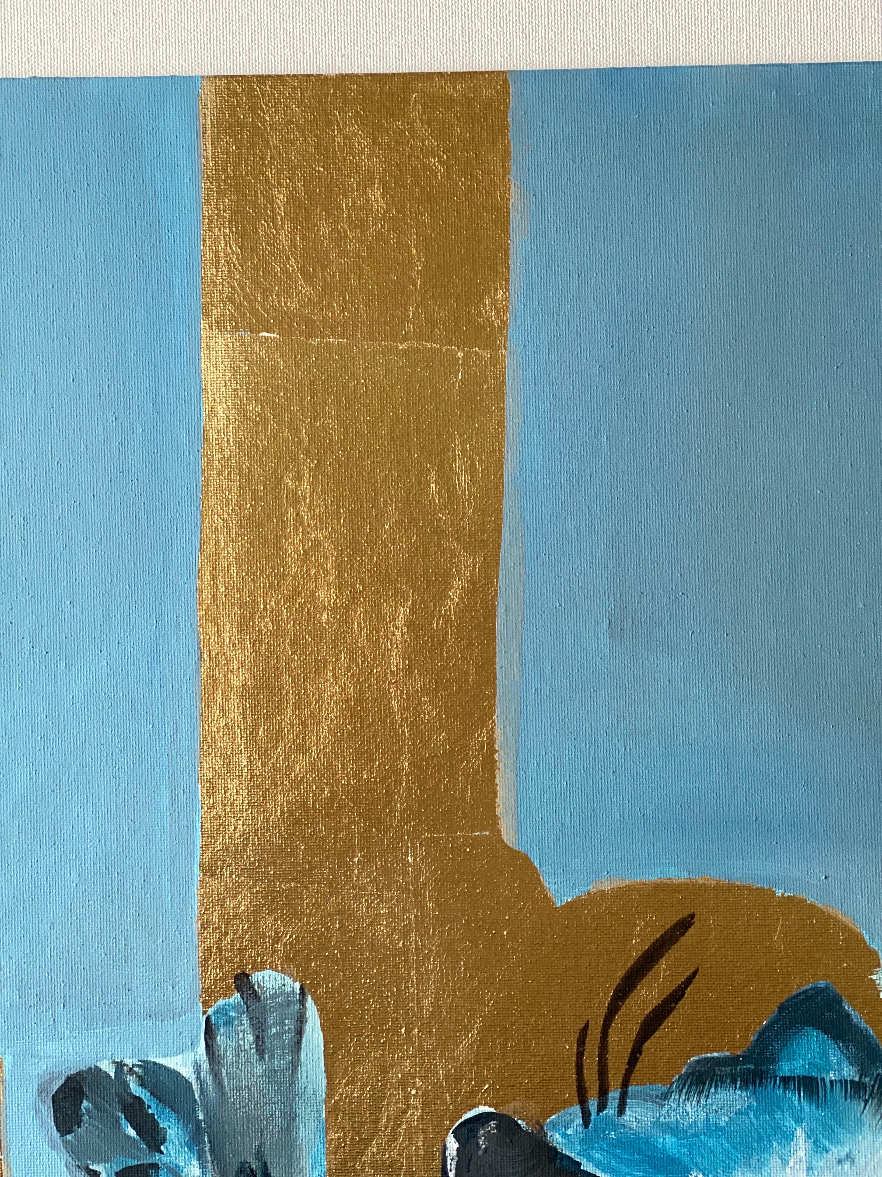 La Serie de Colores Primarios - Gato Azul se inspira en la xilografía japonesa y en un guiño a la tradición caligráfica. Con pinceladas de hojas de oro dorado, gesso y acrílico, Shizico Yi pintó una sinfonía de expresión artística abstracta.

La