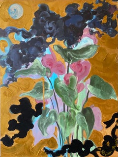Hand painted Limited Edition #1-First Moon-UK Awarded Artist-oil, gold on Giclée