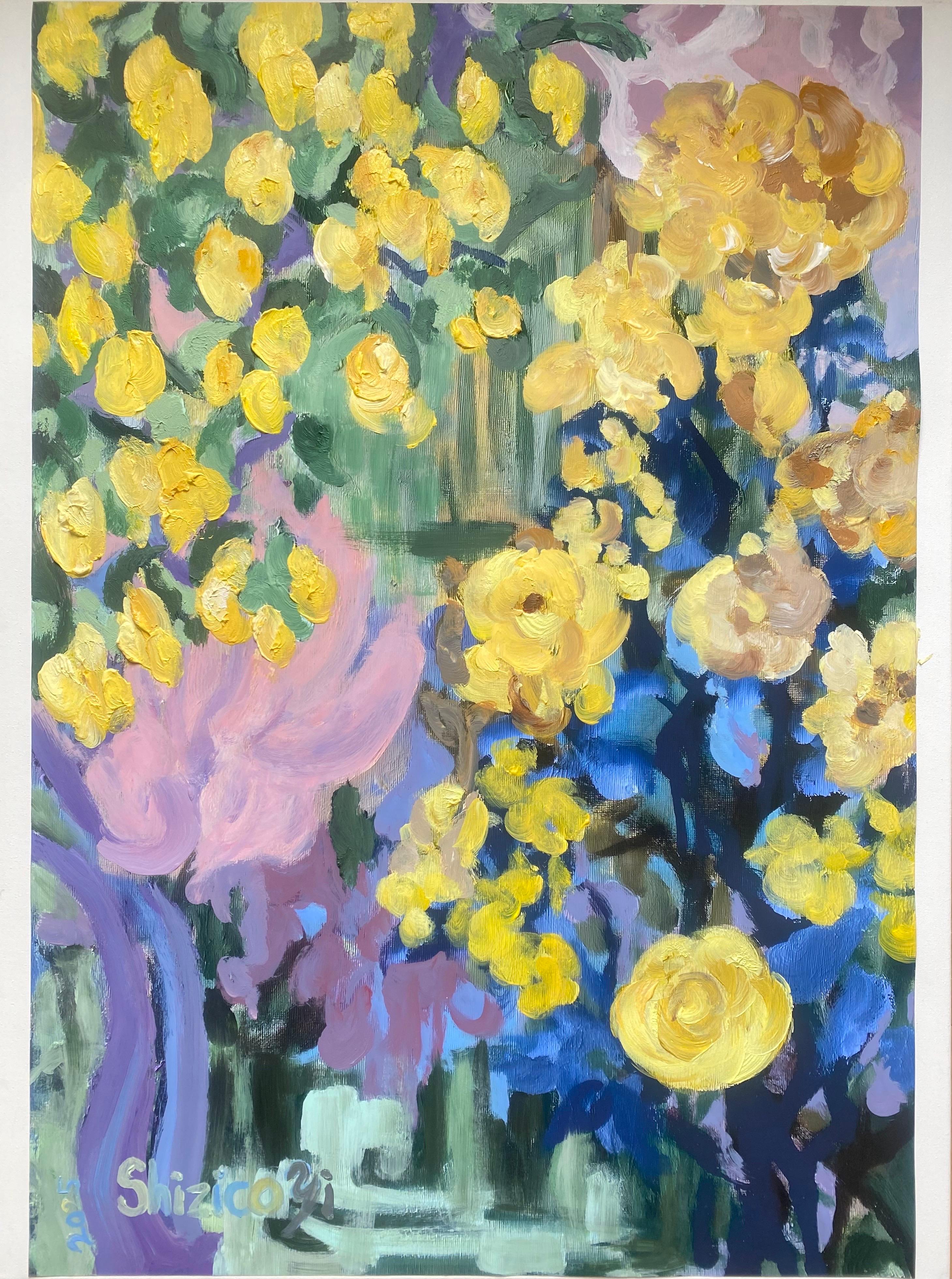 Prova d'artista dipinta a mano-Lemon Rose Cottage-Artista britannico premiato-Grande pezzo unico in vendita 15