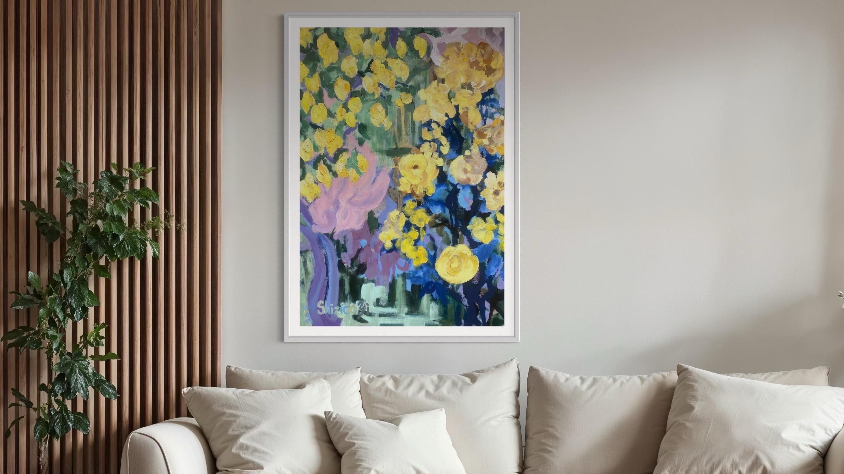 Prova d'artista dipinta a mano-Lemon Rose Cottage-Artista britannico premiato-Grande pezzo unico in vendita 14