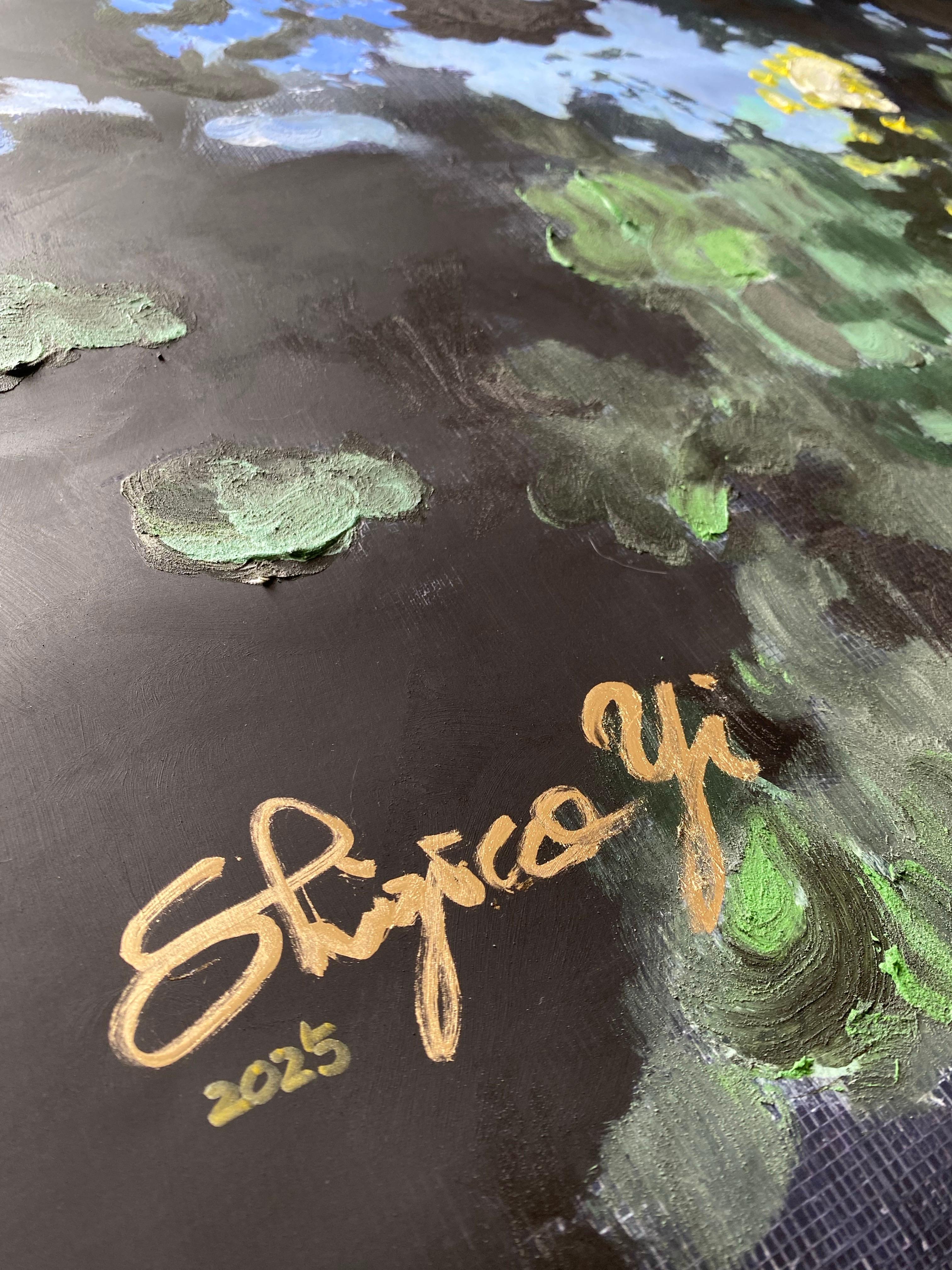 Edición pintada a mano#1-La noche-Artista británico galardonado-Aire de plomo en la noche - Print Impresionista abstracto de Shizico Yi
