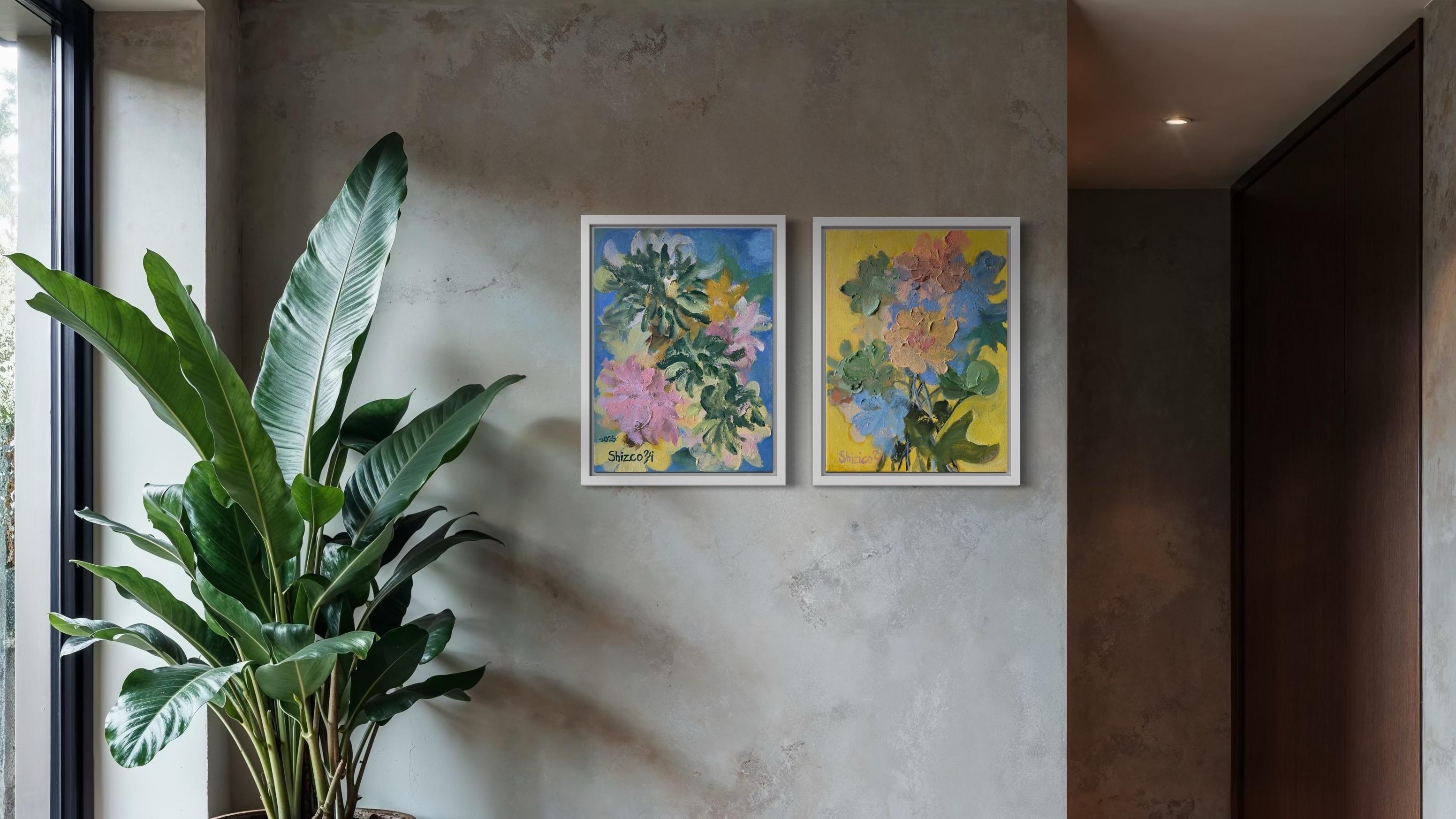 Original Diptych II-Impasto-Jardin d'Hiver-British Awarded Artist-Impression - Abstract Impressionist Painting by Shizico Yi