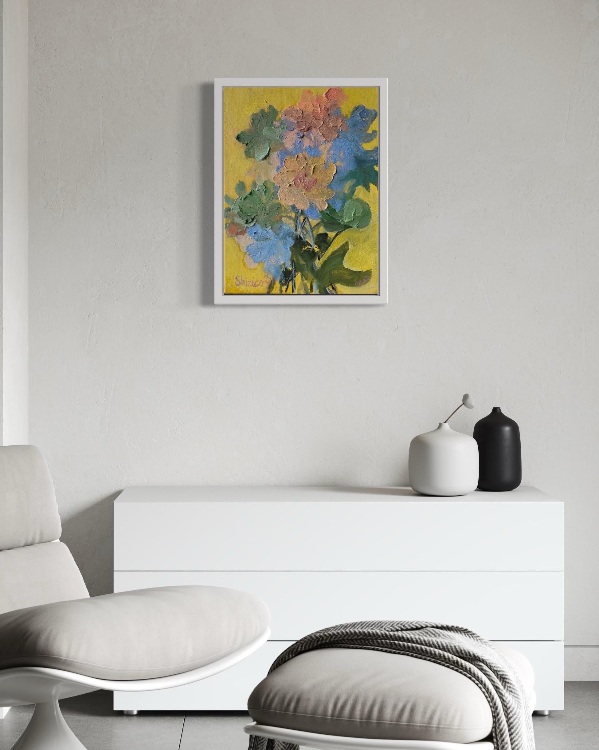 Original-Impasto-Dahlias Jardin d'Hiver Series-British Awarded Artist-Impression - Painting by Shizico Yi
