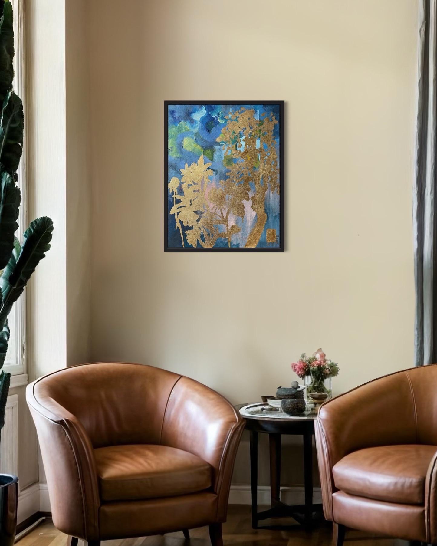 Original-Landscape Memory-British Awarded Artist-Gold Leaf, huile sur toile - Painting de Shizico Yi