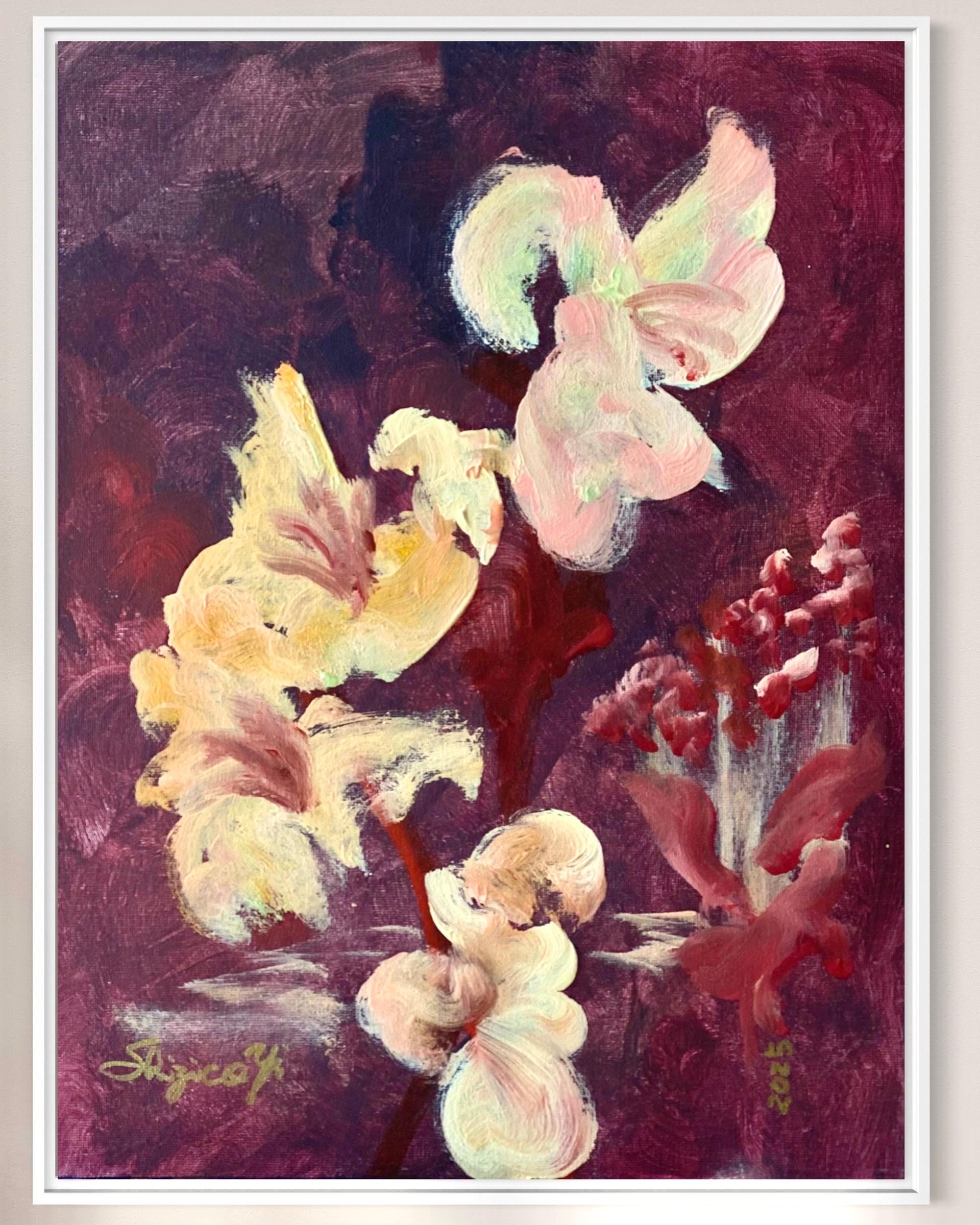 Original-Jardin d'Automne-British Awarded Artist-Gladiolus-Elderberries-oil For Sale 14
