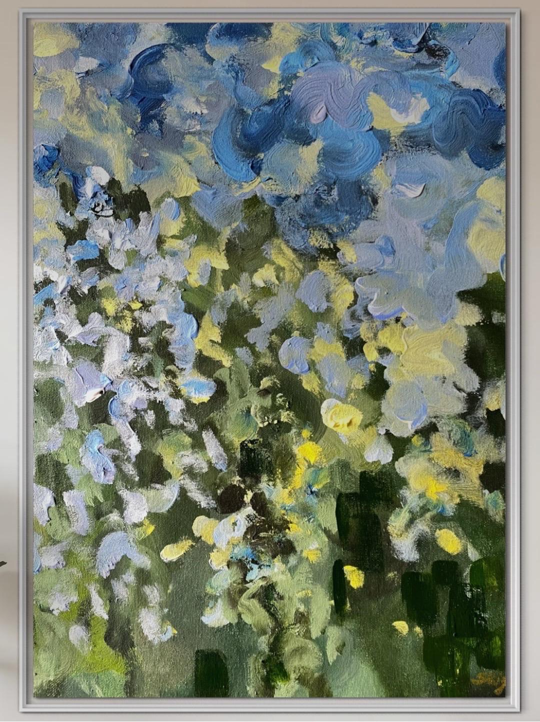 Hand Painted Edition No1-Sunset Song with Blue and Green-British Awarded Artist For Sale 11