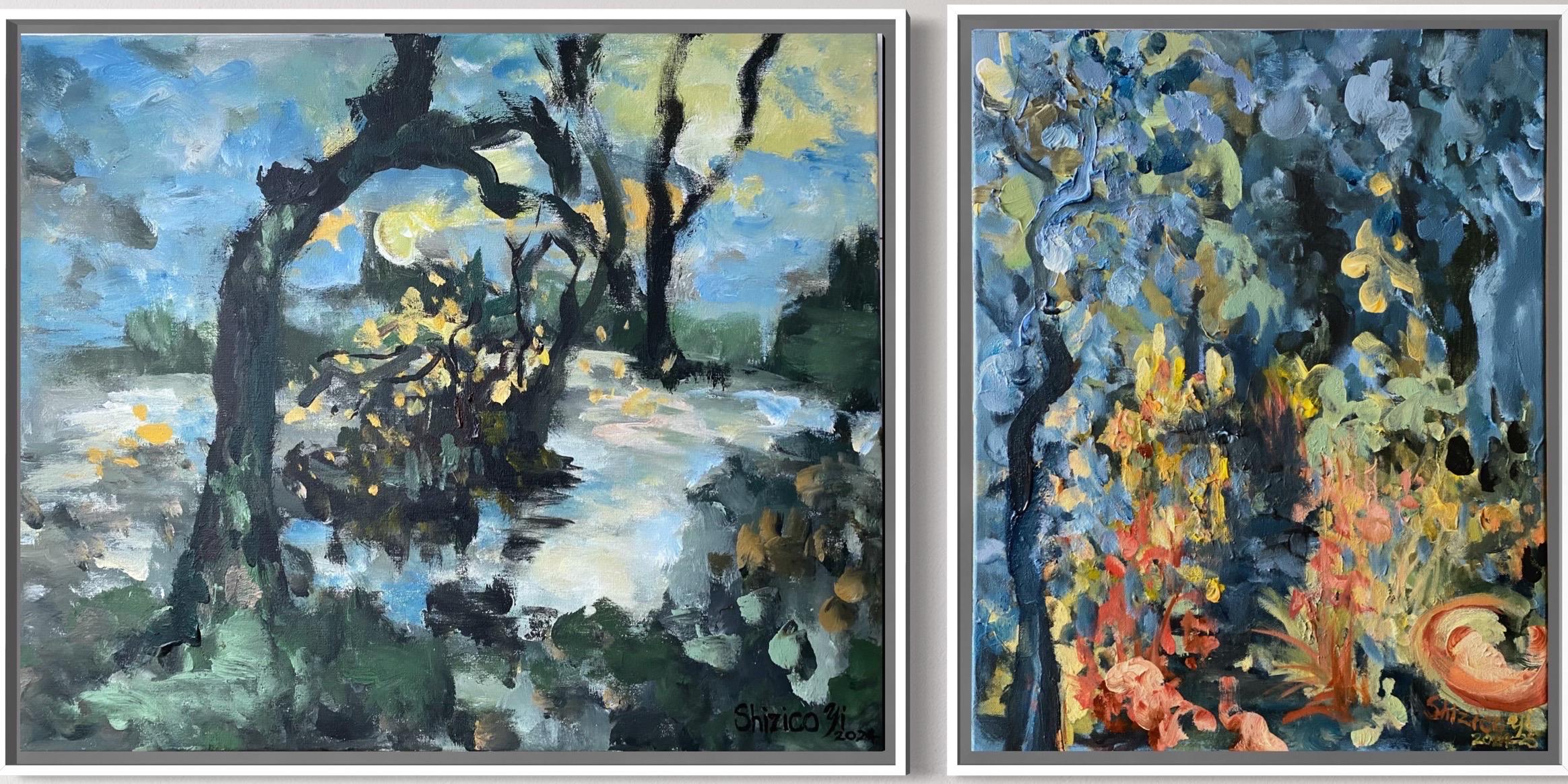 Shizico Yi  Abstract Painting - Original-Day and Night : Summer to Autumn-British Awarded Artist-oil canvases