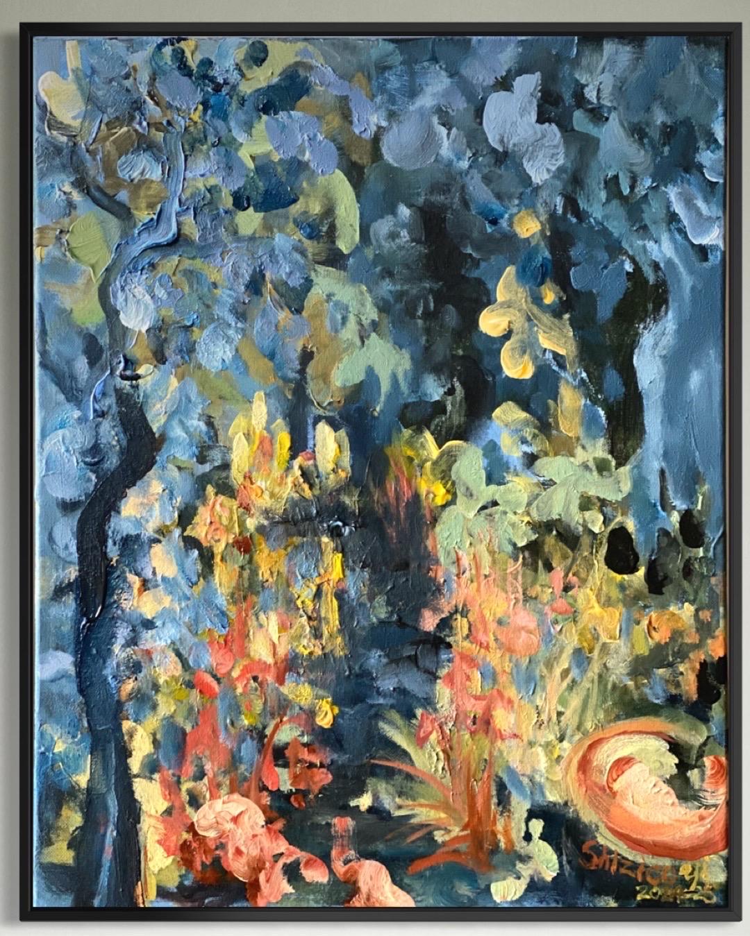 Original-Sommernacht-British School-UK Ausgezeichneter Künstler-Impressionist-Abstrakt