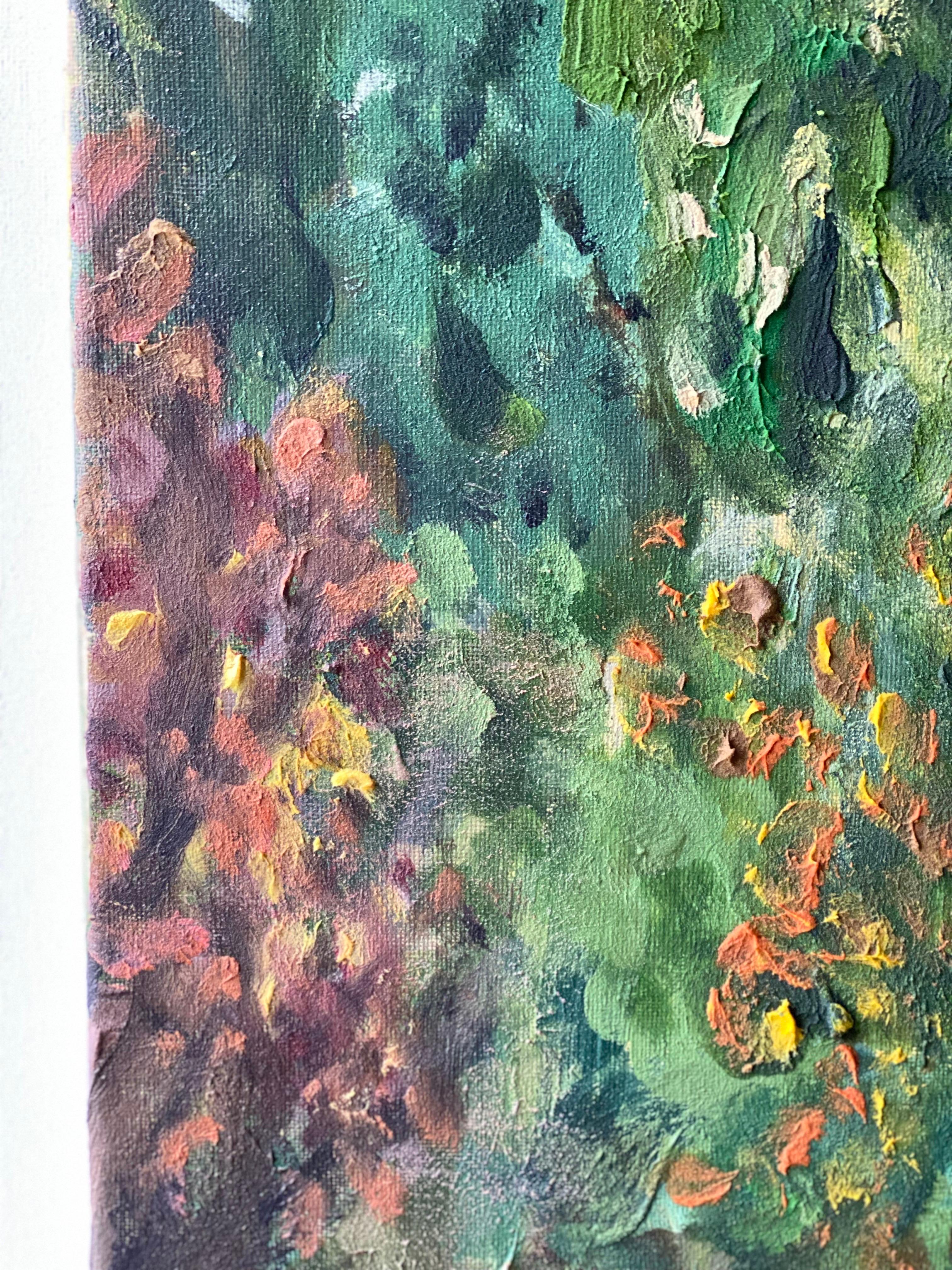 Original - Chemin de tilleuls en automne - Artistique britannique primé - en plein air - Toile à l'huile en vente 2