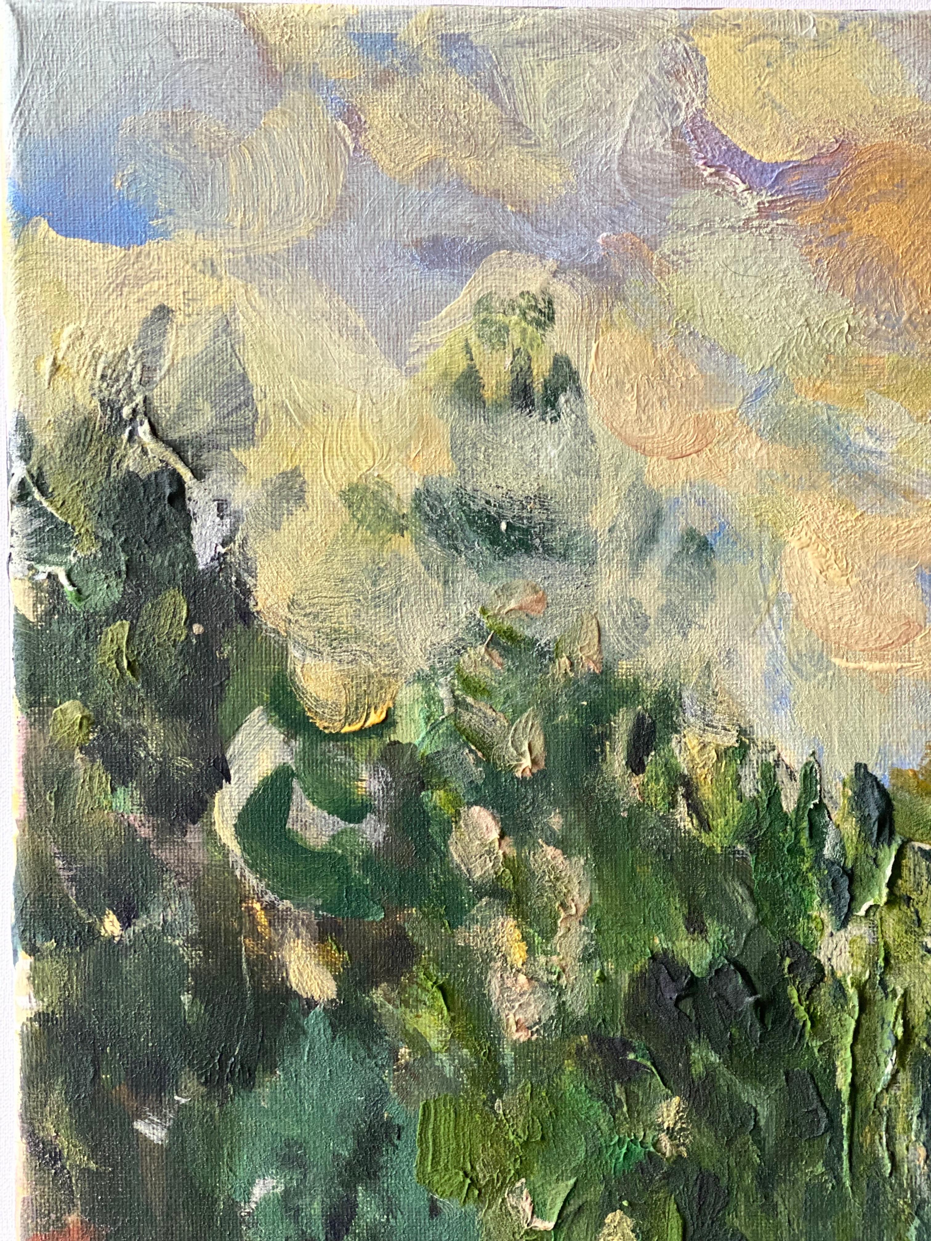 Original - Chemin de tilleuls en automne - Artistique britannique primé - en plein air - Toile à l'huile en vente 9