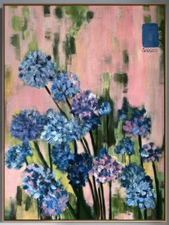 Prueba en lienzo pintado a mano-Alliums morados brumosos-Artista británico galardonado-Una unidad