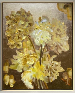 Original-To make a Garden-British Awarded Artist-oil and gold leaf on canvas