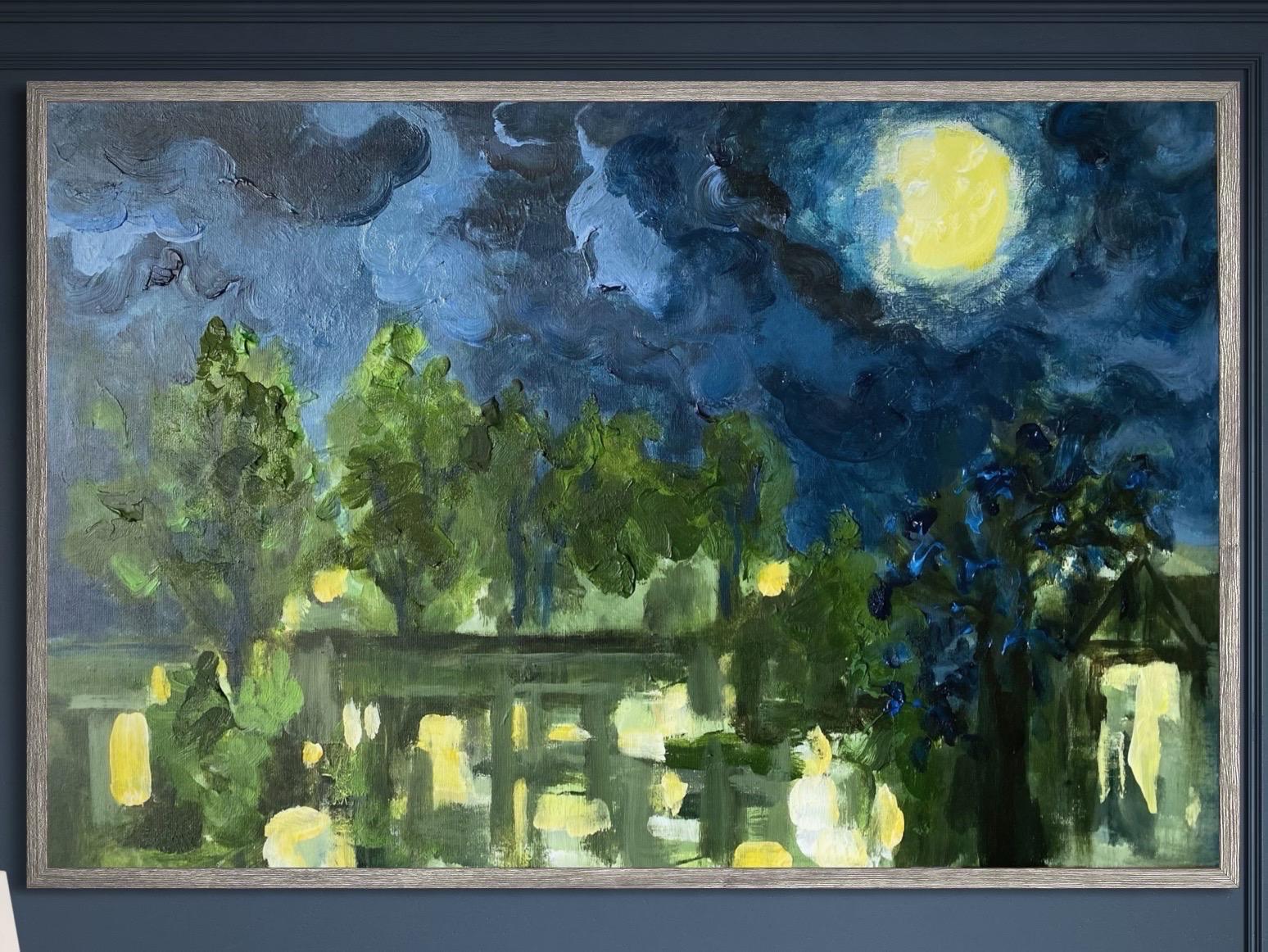Épreuve peinte à la main#1-Nuit de lune-Artiste britannique récompensé-limité à 2 exemplaires-une seule fois - Impressionnisme abstrait Print par Shizico Yi