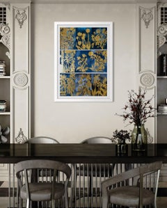 Set originale di 9 opere della serie "Garden Story" - "Le Bleu" - Artista premiato in Gran Bretagna - Foglia d'oro su olio