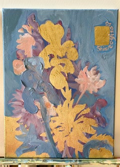 Original-Jardin d'Hiver-Gladiolus with Dahlias-British Awarded Artist-Gold Leaf