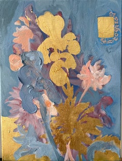 Original-Jardin d'Hiver-Gladiolus with Dahlias-British Awarded Artist-Gold Leaf