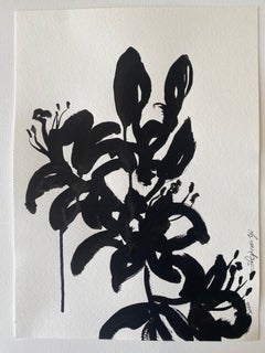 Original Diptych-Drawing Time: Summer Lilies-British Awarded Artist-Ink on paper