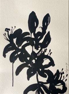 Zeitreihe mit Originalzeichnungen: Sommerlilien – Britischer preisgekrönter Künstler – Tusche auf Papier