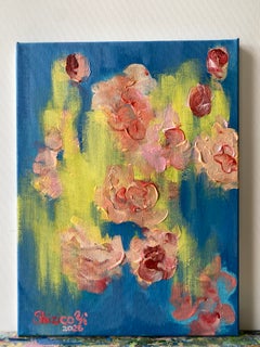 Original-Roses in Blue Mist-British Awarded Artist-Oil on Canvas-plein air