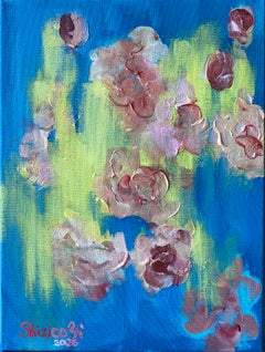 Original-Roses in Blue Mist-British Awarded Artist-Oil on Canvas-plein air