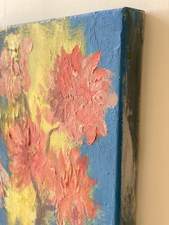 Original Dahlias in Blue Mist -British Awarded Artist-oil canvas