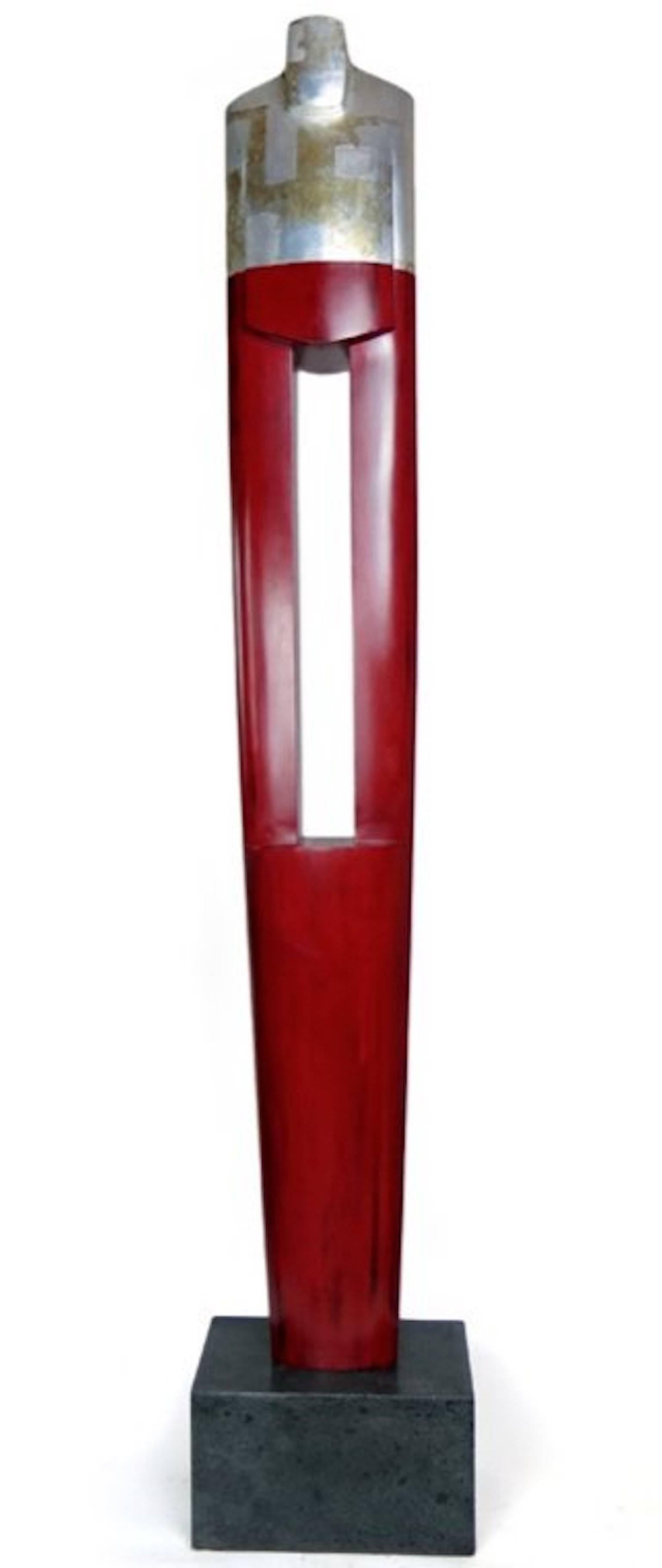 Joel Urruty Abstract Sculpture - Red and Silver Guardian 