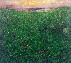 Paul Manes - Senza titolo (Fiori con cielo), dipinto a olio