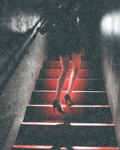 David Drebin – GIRL ON THE RED STEPS, Fotografie 2021, nach einem Druck