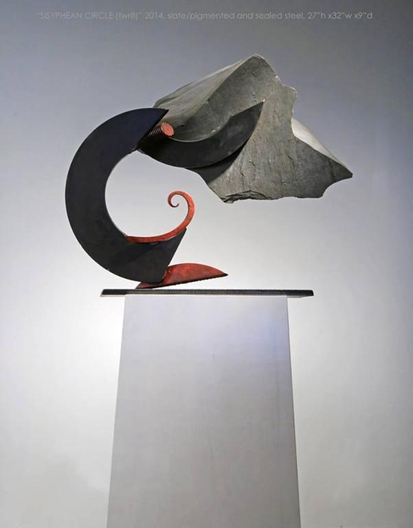 Sisyphean Circle (Twirl) - Gray Abstract Sculpture by John Van Alstine