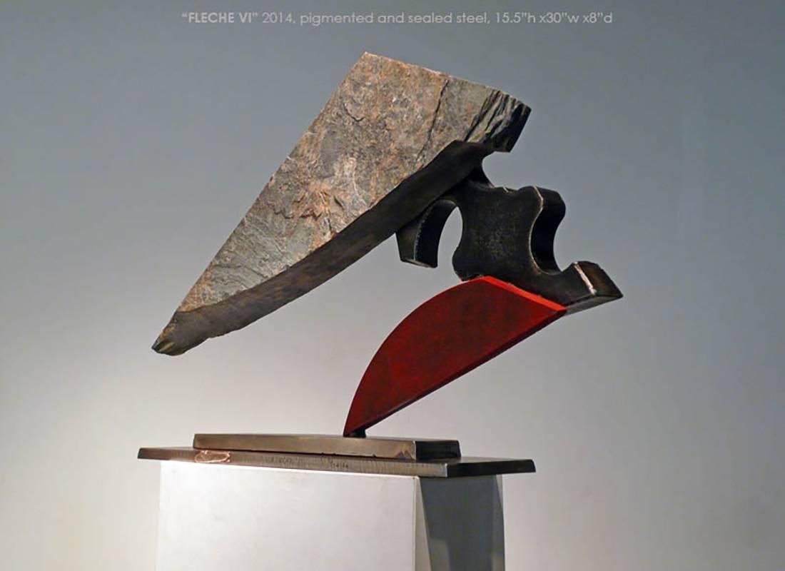 Fleche VI  - Gray Abstract Sculpture by John Van Alstine