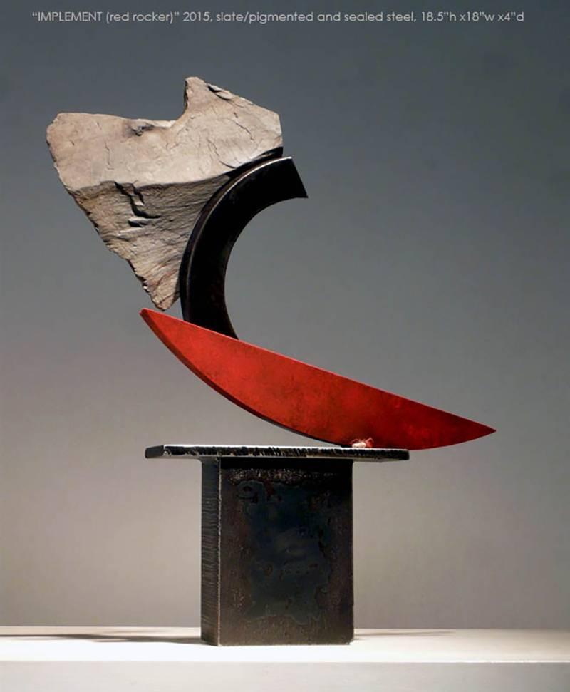 IMPLEMENT (red rocker) - Abstract Sculpture by John Van Alstine