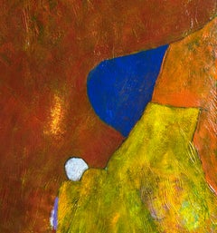 Contemporary Abstract Oil Painting In Orange, Yellows and Green, "Untitled" 2024