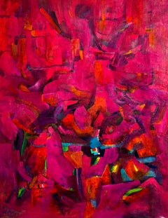 Odyssée en rose, peinture à l
huile originale sur toile, signée