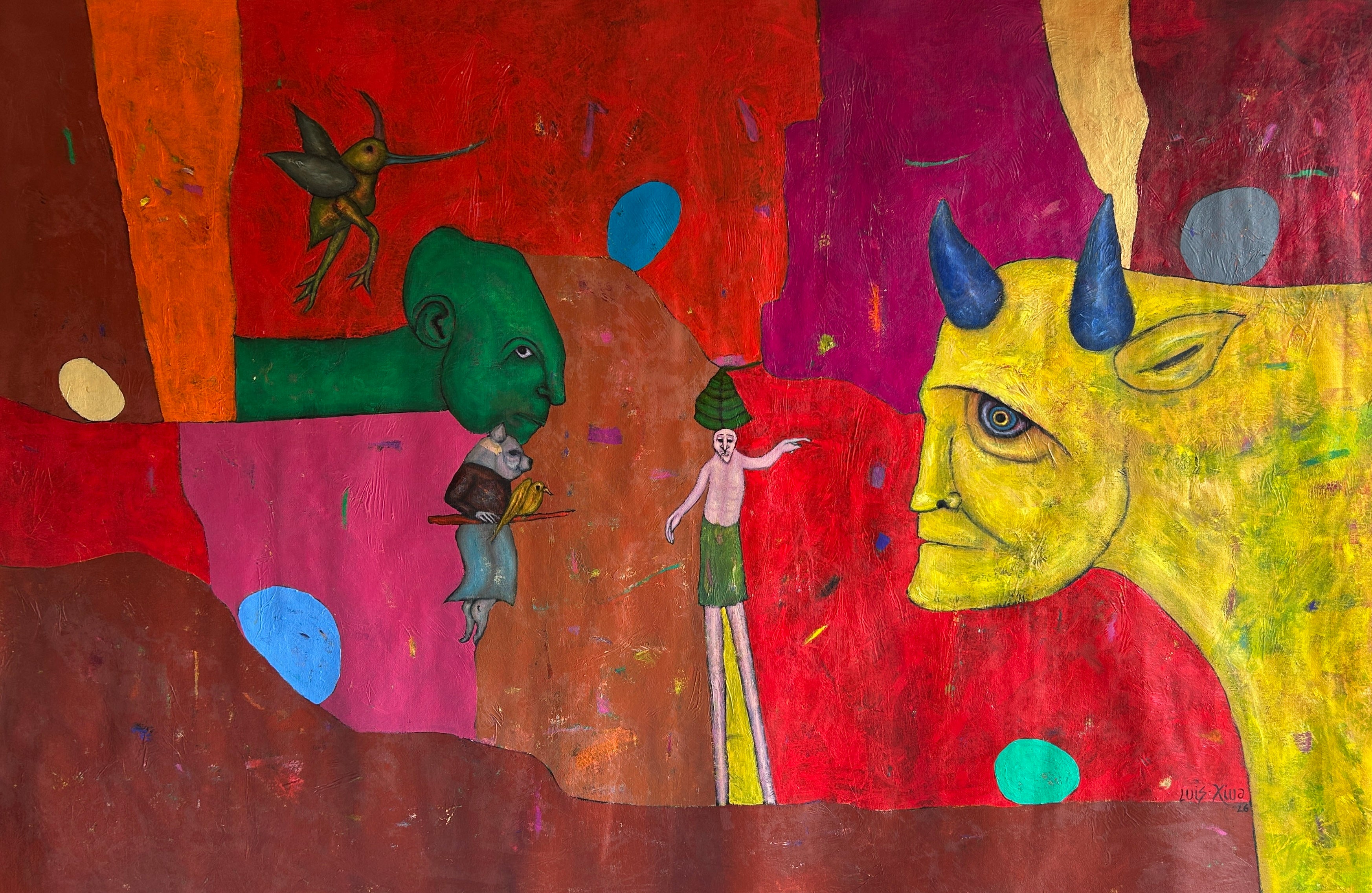 „Fable“ – Original-Ölgemälde auf Leinwand, zeitgenössische Kunst, 30x49"