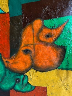 Contemporary Figurative Abstract Oil Painting Nature and Birds Free Shipping