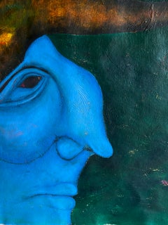 Minotaur Andino — Original Abstract and Representational Oil Painting 27x27 Inch