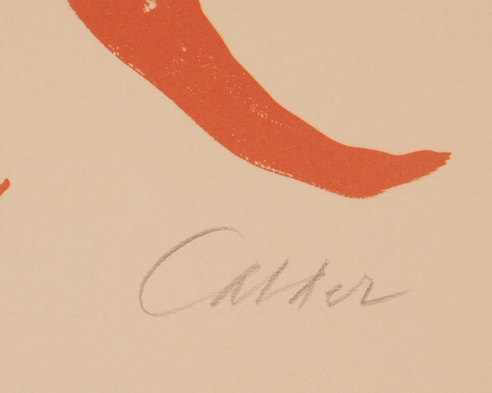 Título Teatro del Sol
Litografía en colores sobre papel tejido crema
Edición: 17/125
Firmado y numerado a lápiz cerca del borde inferior: Calder; titulado a lápiz en el verso
Imagen: 19,25