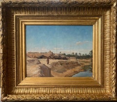 DAUBEIL French orientalist painting Landscape in Tunisia Gabes 19th