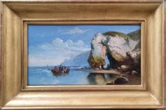 French romantic marine painting Attributed to KUWASSEG Sea boat Normandy 19th