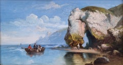French romantic marine painting Attributed to KUWASSEG Sea boat Normandy 19th