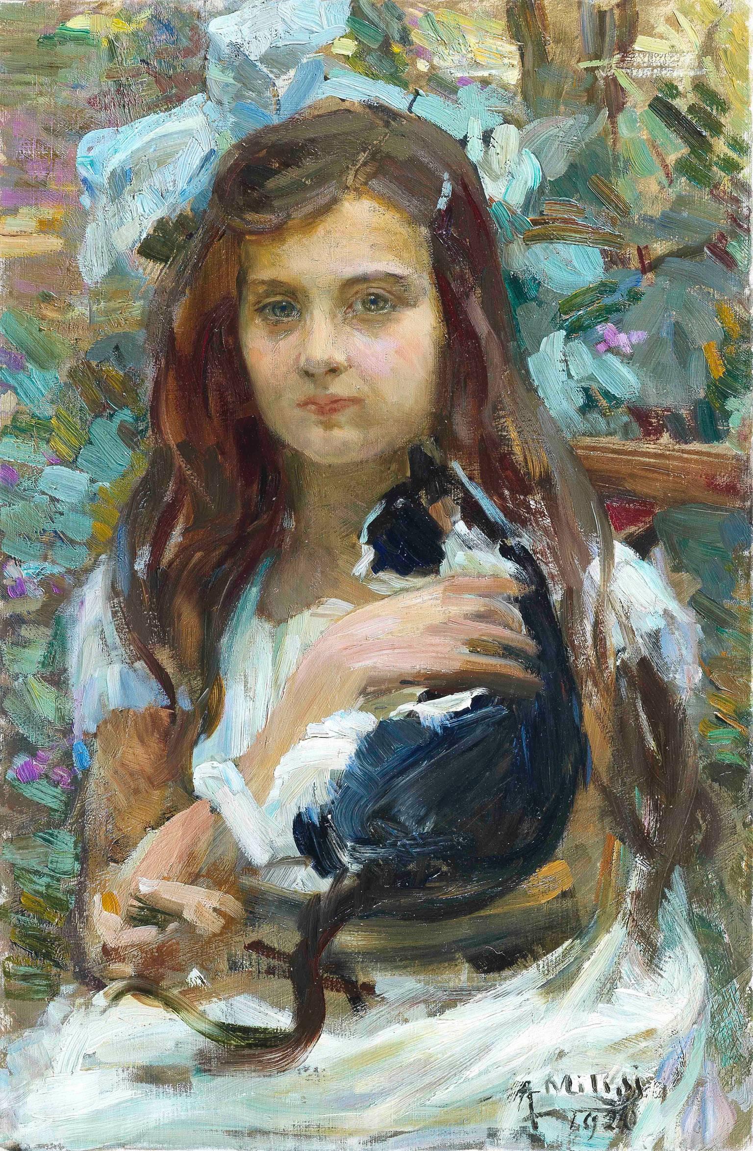 Alessandro Milesi Portrait Painting - Oil painting