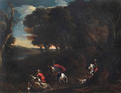 Landscape with hunting scene