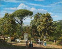 Oil painting on canvas depicting the landscape of the Castelli Romani with chara
