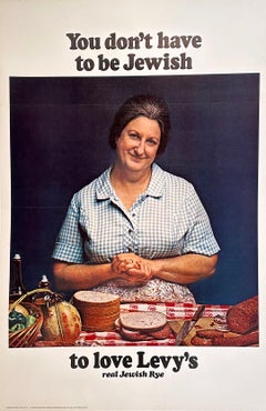 Original Vintage You Don't Have to be Jewish to Love Levy's Bread Poster Italian
