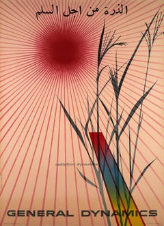 Poster vintage originale della General Dynamics - "Radiation Arabic" di Erik Nitsche, 1956