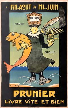 Original Vintage Prunier Poster by Pierre Falize C1928